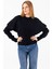 Kadın Bisiklet Yaka Pelerin Detaylı Triko Kazak Siyah - 2271 1