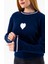 Kadın Bisiklet Yaka Kalp Detaylı Triko Kazak Lacivert - 2358 7