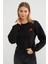 3 Iplik Çilek Nakışlı Crop Sweatshirt 2