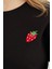 3 Iplik Çilek Nakışlı Crop Sweatshirt 8