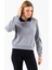 Kadın Polo Yaka Düğme Detaylı Triko Kazak Gri - 25K 2546 4