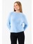 Kadın Bisiklet Yaka Fitilli Detaylı Triko Kazak Mavi - 25-567 4