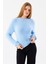 Kadın Bisiklet Yaka Fitilli Detaylı Triko Kazak Mavi - 25-567 5