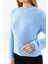 Kadın Bisiklet Yaka Fitilli Detaylı Triko Kazak Mavi - 25-567 7