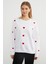 3 Iplik Kalp Nakışlı Oversize Sweatshirt 1
