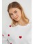 3 Iplik Kalp Nakışlı Oversize Sweatshirt 2