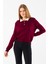 Kadın Polo Yaka Düğme Detaylı Triko Kazak Bordo - 25K 2546 5