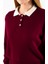 Kadın Polo Yaka Düğme Detaylı Triko Kazak Bordo - 25K 2546 6