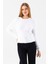 Kadın Bisiklet Yaka Fitilli Detaylı Triko Kazak Beyaz - 25-567 6