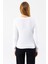 Kadın Bisiklet Yaka Fitilli Detaylı Triko Kazak Beyaz - 25-567 8