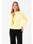 Kadın Bisiklet Yaka Fitilli Detaylı Triko Kazak Sarı - 25-567 1