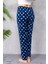 Kadın Beli Lastikli Desenli Polar Pijama Altı Lacivert - 2068 6
