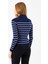 Kadın Polo Yaka Düğme Detaylı Çizgili Triko Body Lacivert - 2058 6