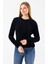 Kadın Bisiklet Yaka Fitilli Detaylı Triko Kazak Siyah - 25-567 4