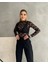 Kadın Uzun Kollu Transparan Çıtçıtlı Bodysuit Bluz 4