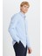 Tailored Slim Fit Dar Kesim Düğmeli Yaka Gofre Desenli Gömlek 3