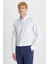 Tailored Slim Fit Dar Kesim Düğmeli Yaka Gofre Desenli Gömlek 1