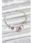Gül Charmlı Gümüş Renk Pirinç Kadın Bileklik - TJ-BB8044 1
