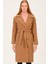 Kadın Palto Camel Renk Uzun Kol Düz Desenli Akrilik Polyester Karışımı 6