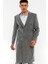 Palto Kadınlar İçin Yün Malzemeden Düz Gri Midi Uzun Kol Model 6