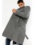 Palto Kadınlar İçin Yün Malzemeden Düz Gri Midi Uzun Kol Model 8