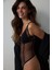 Siyah Ayarlanabilir Askılı Balenli Tül Bodysuit 2