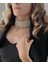 Gümüş Kaplama Rhinestone Choker Tasma Model Kolye 2