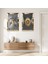 Gold Aynalı Pleksi Çerçeveli Gri Arka Planlı Gold Desenli Dekoratif At İkili Mdf Tablo Seti 1