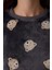 Koyu Gri Ayı Desenli Uzun Kollu Pijama Takımı 14
