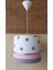 Beyaz Gri Pembe M-0350 Kumaş Kaplama Yıldızlı Çocuk Odası ve Bebek Odası Avize Aydınlatma Sarkıt 2