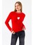 Kadın Bisiklet Yaka Kalp Detaylı Triko Kazak Kırmızı - 2358 1