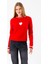Kadın Bisiklet Yaka Kalp Detaylı Triko Kazak Kırmızı - 2358 4
