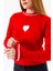 Kadın Bisiklet Yaka Kalp Detaylı Triko Kazak Kırmızı - 2358 6