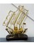 Pirinç Yelkenli Gemi Ahşap Kaideli Ev Ofis Dekorasyon 33CM 5
