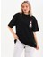 Unisex Baskılı Oversize T-Shirt - Siyah -Vlmr 4