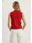 Kadın Dantel Örgü Düğmeli Triko Yelek | Kırmızı – Zarif & Şık Tasarım – Standart Beden 2