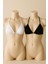 Kadın Siyah ve Beyaz Minimal Kesim Üçgen Bikini Üstü 1