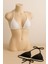 Kadın Siyah ve Beyaz Minimal Kesim Üçgen Bikini Üstü 2