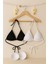 Kadın Siyah ve Beyaz Minimal Kesim Üçgen Bikini Üstü 7