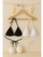 Kadın Siyah ve Beyaz Minimal Kesim Üçgen Bikini Üstü 8