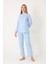Mavi Polka Dot Önden Düğmeli Pijama Takım 2