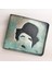 El Yapımı Hakiki Deri Charlie Chaplin Desenli Erkek Cüzdan - Yakma Sanatı Vegetable-Tanned Ince Katlanabilir Model 1