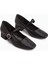 Abby Siyah Balık Pulu Dokulu Küt Burunlu Toka Detaylı Günlük Ayakkabı 3