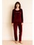 Kadın 13166-2784 Uzun Kol Kadife Pijama Takımı Mürdüm 1