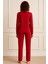 Kadın 13166-2781 Uzun Kol Kadife Pijama Takımı Kırmızı 2