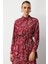 Bordo Desenli Kuşaklı Saten Uzun Gömlek Tunik 1
