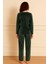 Kadın 13166-2782 Uzun Kol Kadife Pijama Takımı Yeşil 2