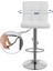 Bar Tabureleri, 2&apos;li Set, Yüksekliği Ayarlanabilir Pu Kapaklı Bar, 360° Döner, Arkalık ve Ayaklıklı Mutfak, Lobi, Tezgah, Krom Kaplama Çelik, Beyaz LJB64W 2