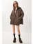 Kapüşonlu Kapitone Oversize Mont LFN0002 Kahverengi 1