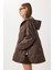 Kapüşonlu Kapitone Oversize Mont LFN0002 Kahverengi 3